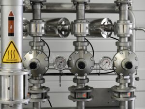 Metal Piping with Pressure Gauge
